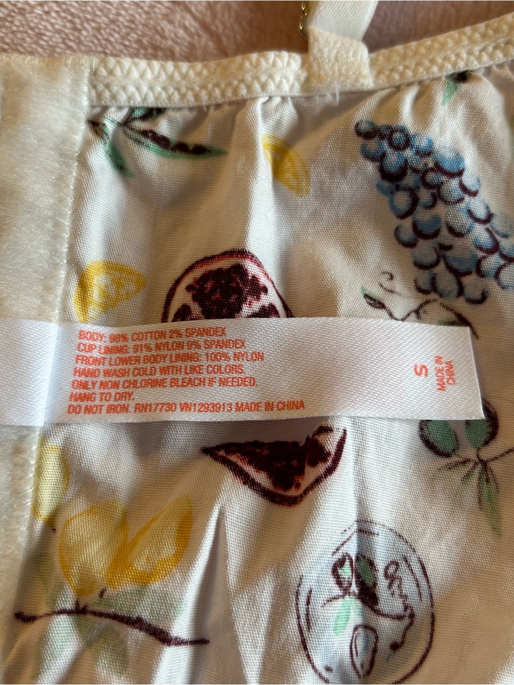 Colsie white fruit and sardine print corset bra size S festival kitschy coastal - Picture 7 of 9